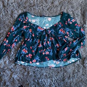 Long sleeve boho floral blouse
